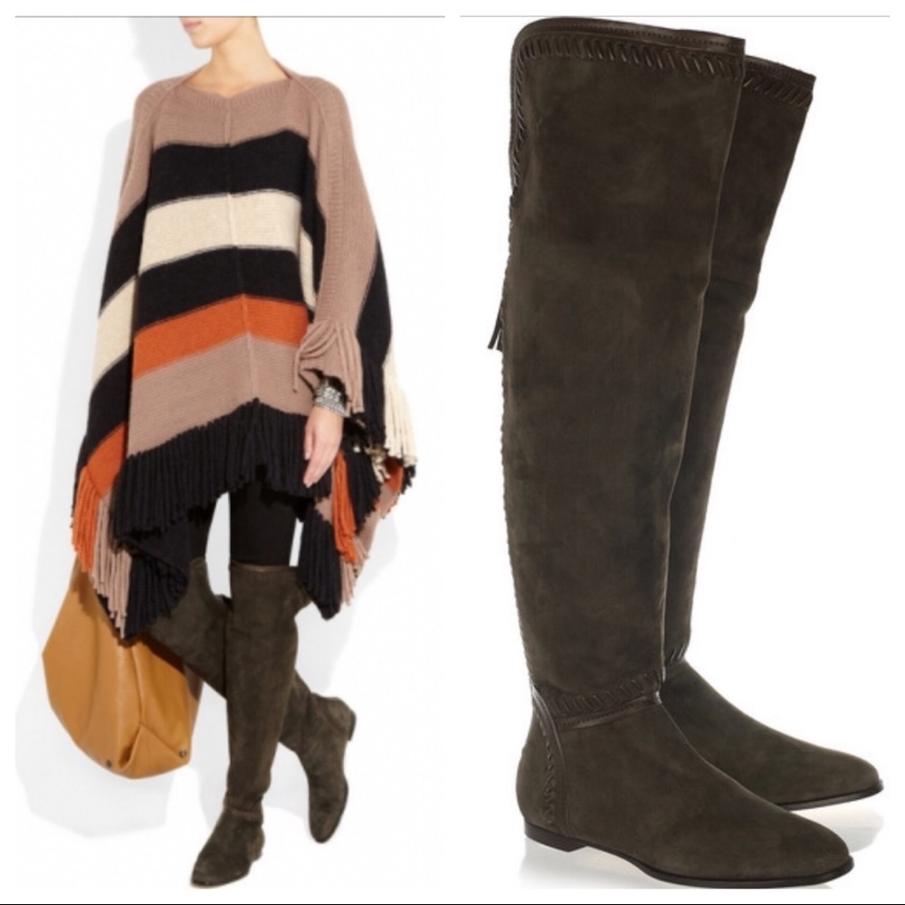 Jimmy Choo OTK Duncan Suede Moss Over the Knee